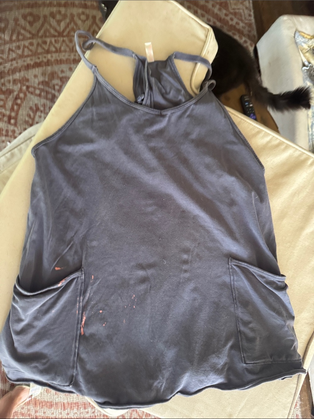 FP Movement by Free People Charcoal Gray Racerback Tank with Front Pockets